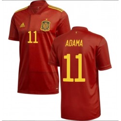 Camisola Espanha Adama 11 Equipamento Primeiro Euro 2020 Manga Curta